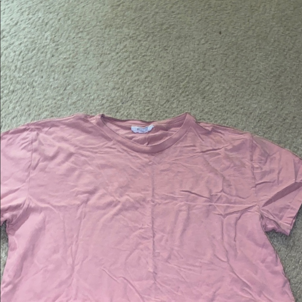 Flamingo Pink crop top Tee . Size: Medium .